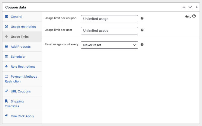 Coupon usage limits in WooCommerce